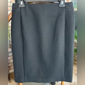 LOFT Classic Black Pencil Skirt w/ Back Slit & Hidden Zipper, Size 8